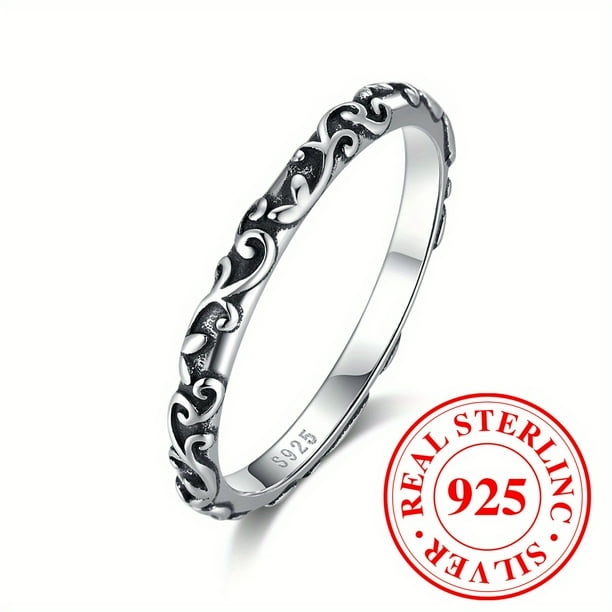 1pc Vintage Style 925 Sterling Silver Ring with Carved Vine Design - Perfect for Daily Outfits and Symbol of Elegance and Vitality