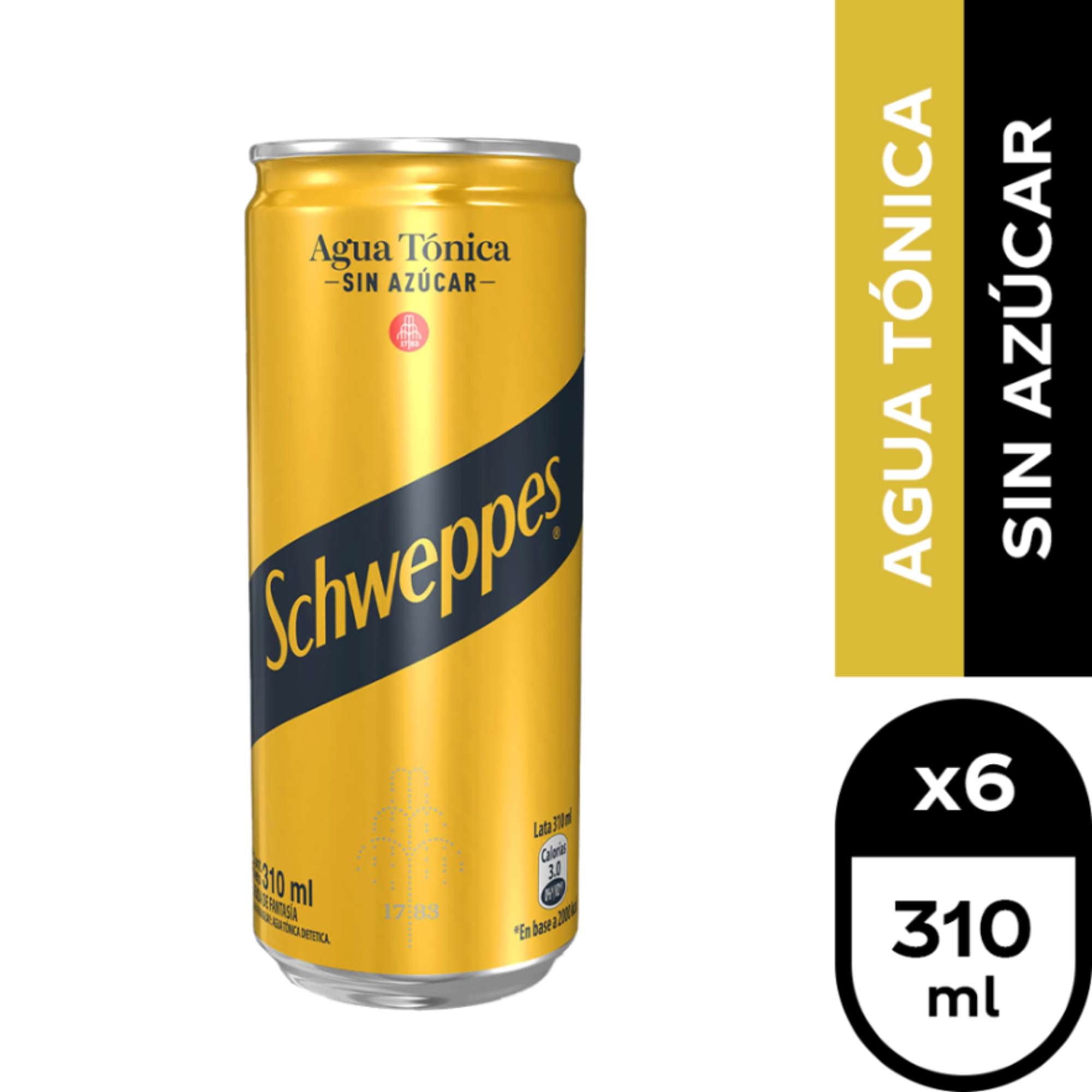 Agua Tónica Sin Azúcar Pack Lata 6 Un Schweppes