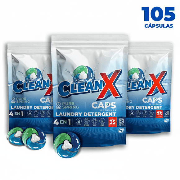 Pack 3 Bolsas Detergente Para Ropa En Cápsulas Cleanx 4en1 ultra 3 x 35 Un