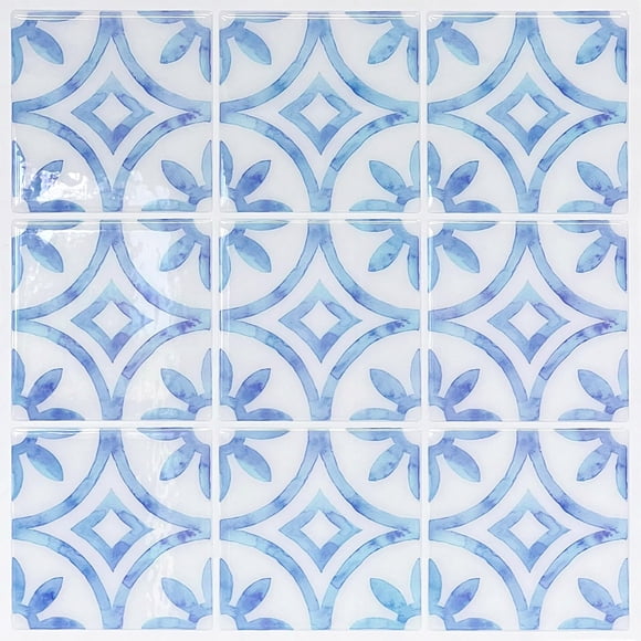 Walanz 5 láminas de azulejo adhesivo para salpicadero, baldosas de pared autoadhesivas 3D, 12"x12" Premium, baldosas autoadhesivas para cocina, baño y chimenea (Ladrillo azul)
