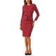 thumbnail image 2 of INSPIRE CHIC Vestido ajustado de mujer con peplum, atuendo de maestra para el regreso a clases, cuello redondo, manga larga, cintura alta, vestido de trabajo midi, rojo XS, 2 of 5