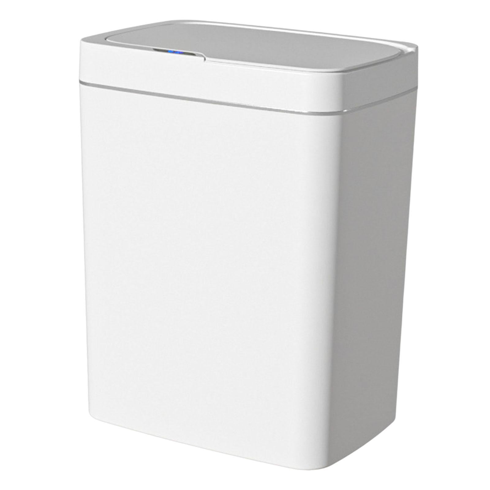 Magideal - Cubo De Basura Inteligente, Cubo De Basura Automático, Cubo De Basura Sin Contacto, Cubo De Basura Eléctrico Para Sala De Estar, Baño, Cocina, Inodoro , 15l Blanco