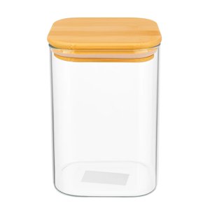 Disparo - Frasco Hermetico Cuadrado 1100Ml Vidrio 12Cm Con Tapa Bambú