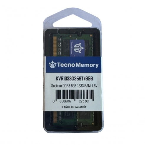 Memoria Ram Tecnomemory Sodimm Ddr3 8gb 1333mhz Kvr1333d3s9t/8gb