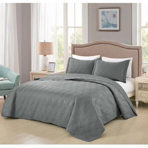 Genérico - Cubrecama Quilt Verano 2 Plazas Color Gris