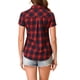 thumbnail image 3 of INSPIRE CHIC Camisas de Cuadros para Mujer Cuello en Punta Abotonado Blusas de Regreso a Clases Azul Oscuro Rojo L, 3 of 6