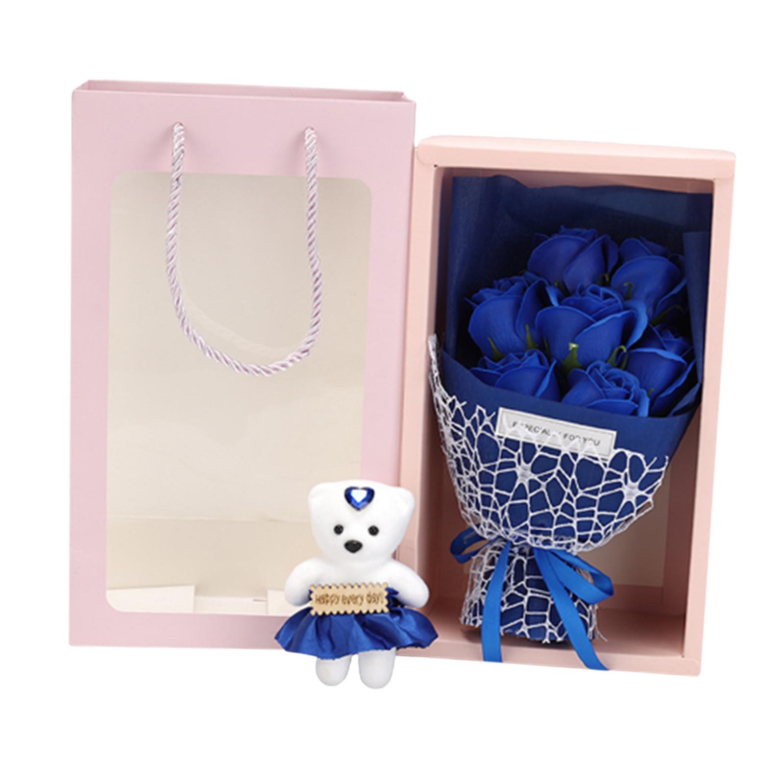 Magideal - Ramo De Flores De Jabón Jabón Artificial Rosa Con Bolsa De Regalo Jabón De Baño Artificial Ramo De Jabón Perfumado Floral Para Cafetería Decoración De Azul