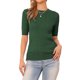 thumbnail image 1 of INSPIRE CHIC Suéter de Manga Corta para Mujer Cuello Redondo Otoño Invierno Tejido Casual Tops XS Verde Militar, 1 of 6