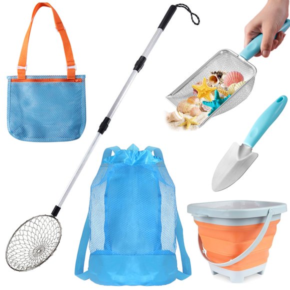 Juego de bolsas de recolección Beach Shell ShiningBeee con cubo plegable