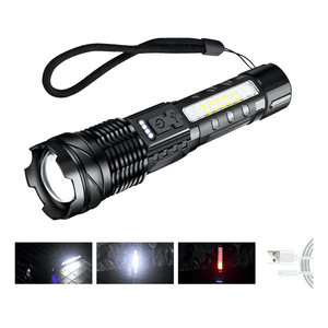 Genérico - Linterna 30W Enfoque Retráctil Potente 600M Recargable 7 Mod Linterna Blanco Luz Blanco