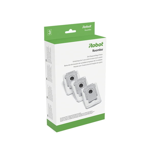 Piezas de repuesto auténticas de iRobot – 3 unidades (paquete de 1) bolsas de eliminación de suciedad compatibles con los modelos Roomba Clean Base i1+, i3+, i4+, i5+, i7+, i8+, Combo j8+, j9+