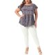 thumbnail image 2 of Agnes Orinda Blusa de Talla Grande para Mujeres Escuela Universidad Boho Estampado Floral Cuello Redondo Mangas con Volantes Camisas 2X Azul Marino, 2 of 6