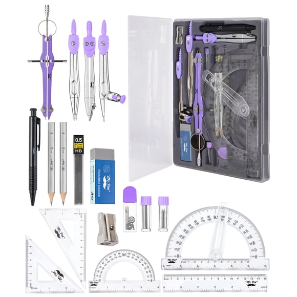 Set Geometry Mr. Pen, 15 unidades con brazo oscilante de 15 cm, color morado