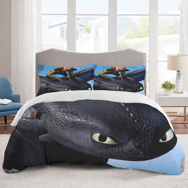 How to Train Your Dragon Bedding Sets Cartoon Duvet Cover Lightweight 3 Piece Bet Sets for Kids Boys Girls