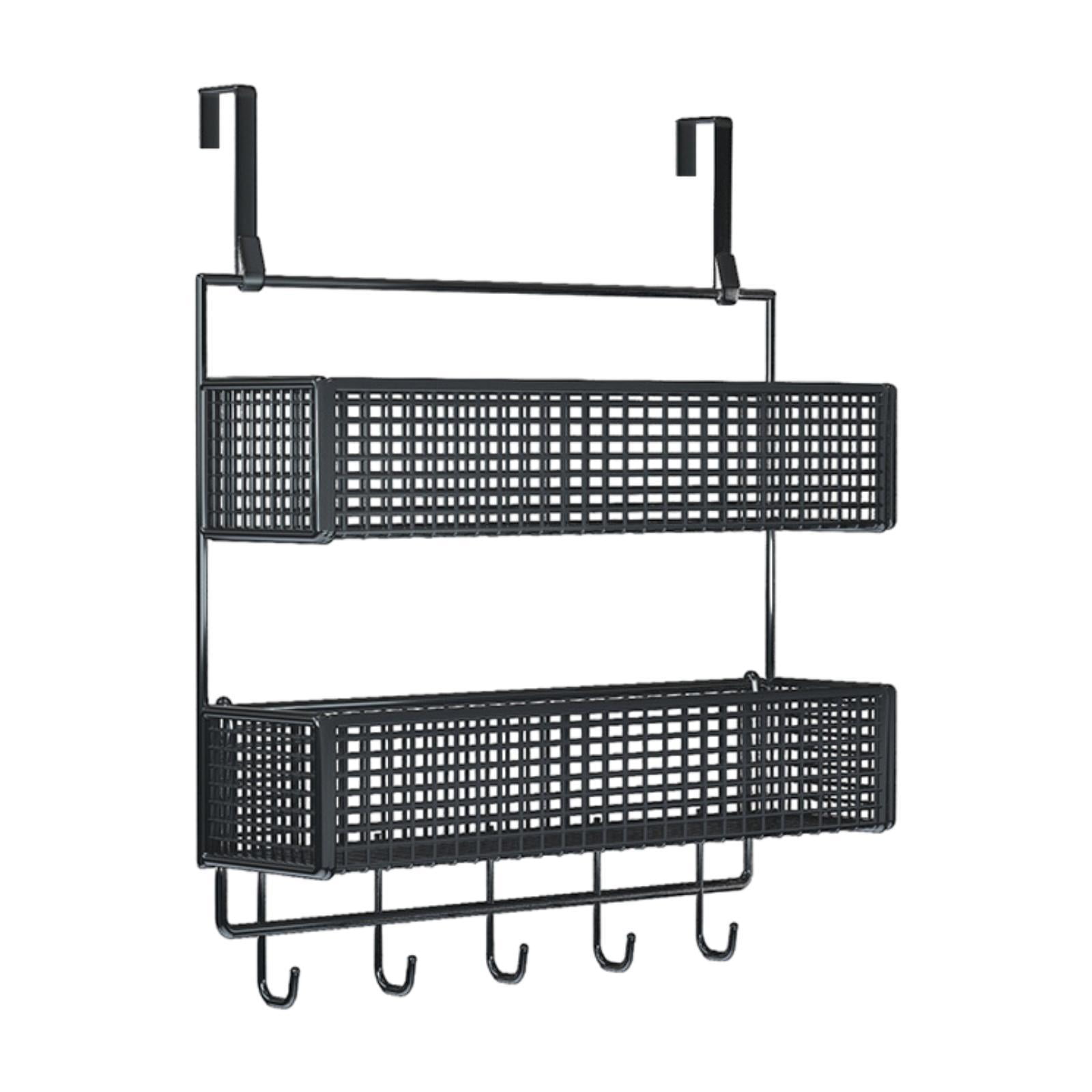 Magideal - Organizador De Ganchos Para Puerta, Colgador De Puerta, Organizador Impermeable Detrás De La Puerta, Canasta De Malla, Toallero Para Baño, Sombreros, Negro