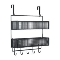 Magideal - Organizador De Ganchos Para Puerta, Colgador De Puerta, Organizador Impermeable Detrás De La Puerta, Canasta De Malla, Toallero Para Baño, Sombreros, Negro