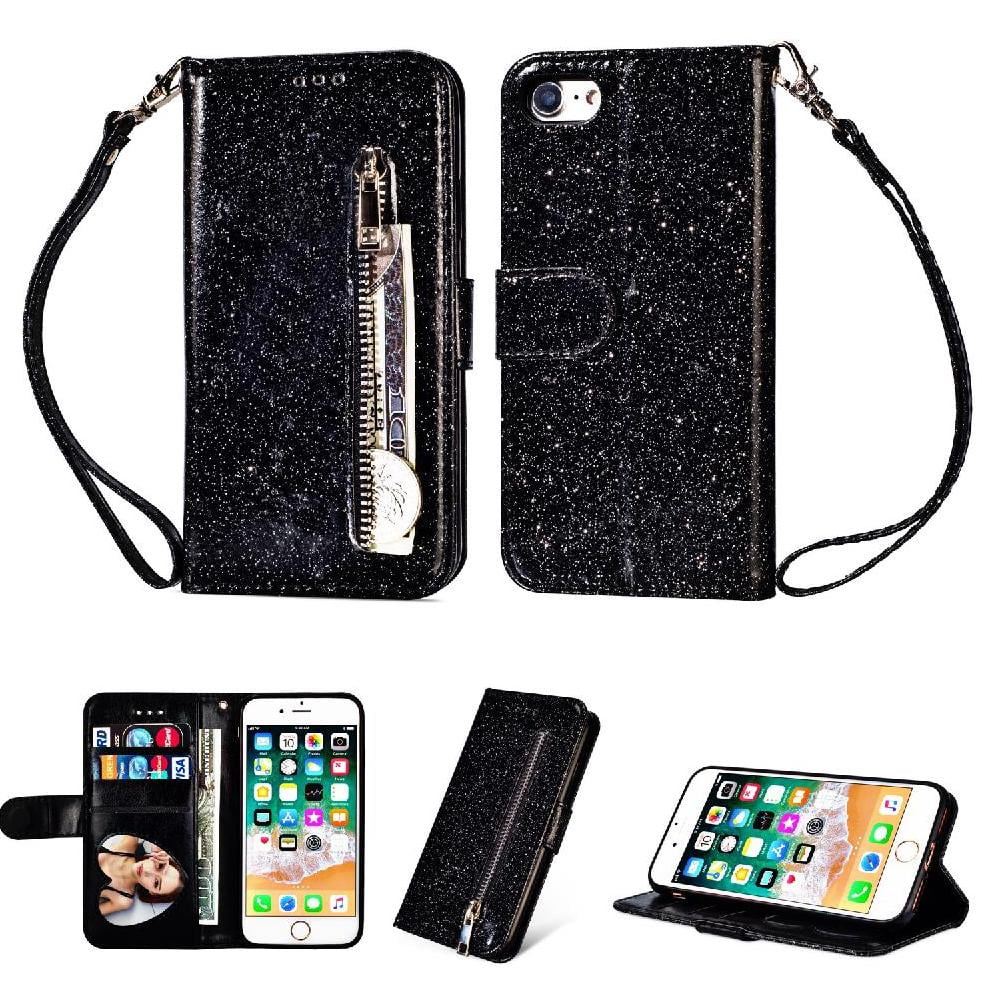 Foxdock - Funda Para Elegante Funda Iphone 7/iphone 8 Glitter Con Cremallera-ideal Para El Uso Diario