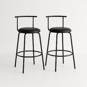 Klik Muebles - Pack De 2 Taburetes Altos Oslo Metal Y Cuero Sintético - Negro