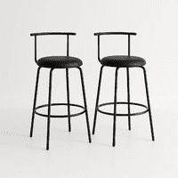 Klik Muebles - Pack De 2 Taburetes Altos Oslo Metal Y Cuero Sintético - Negro