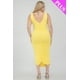 thumbnail image 4 of Saronite Vestido Midi Ajustado sin Mangas, Elástico, Fruncido y con Escote Cuadrado, Color Amarillo (Talla Grande para Mujer), 4 of 5