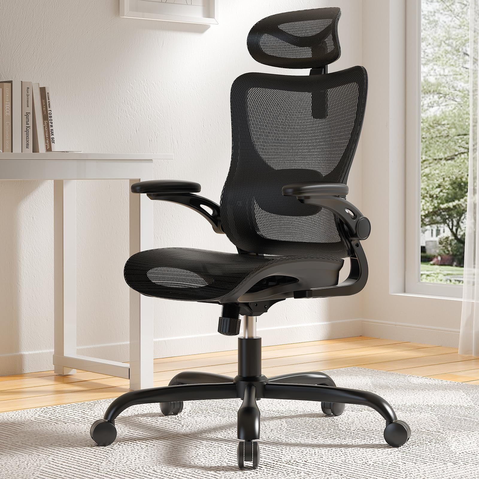 Silla De Oficina Ergonómica Marsail De Malla, Respaldo Alto Y Ajuste Regulable