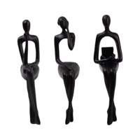 Bothyi - 3 Uds Estatua De Pensador Sentado Figuritas Abstractas Para Estante Decoración De Mesa Negro