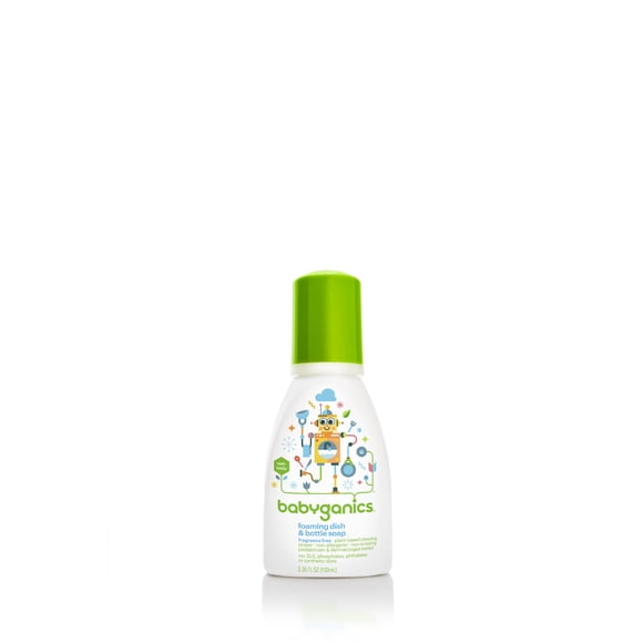 Jabón para platos y botellas Babyganics, espumoso, sin fragancia, 100 ml