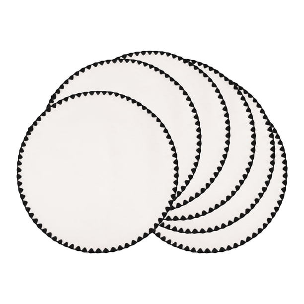 Juego de Manteles Individuales de Granja, Conjunto de 6 Manteles para Decoración de Mesa de Comedor Interior, Lavable, Mantel de Cocina Línea Negra de 15 pulgadas