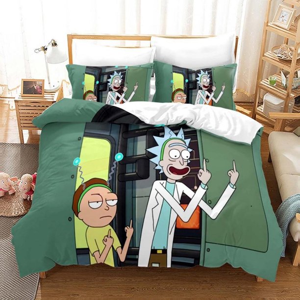 Rick And Morty Cartoon Quilt Duvet Cover Set Bedclothes Home Textiles Double3-Piece Bedding Set