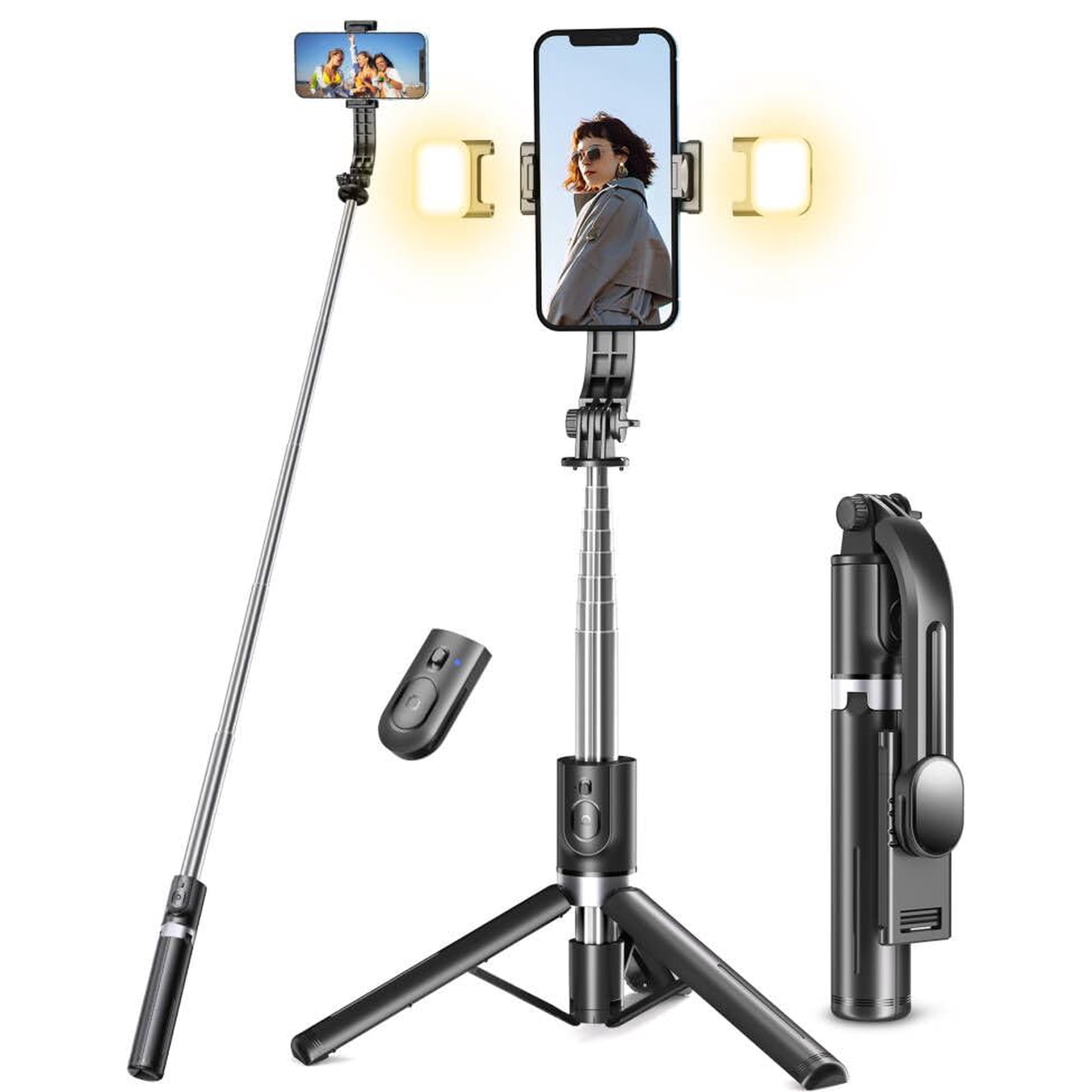 Trípode Selfie Stick Pnitri Con Luz Para Iphone Y Samsung