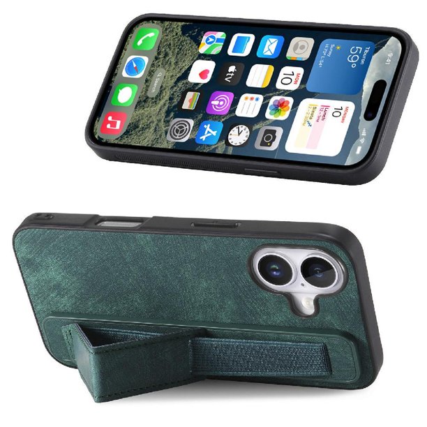 Funda Protectora con Correa para iPhone 16 Resistente a Golpes Verde
