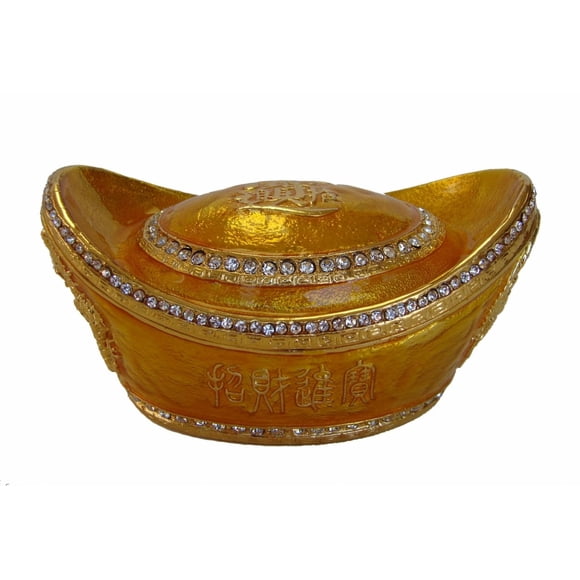 Lingote de oro adornado con joyas de Feng Shui Import con inscripciones chinas
