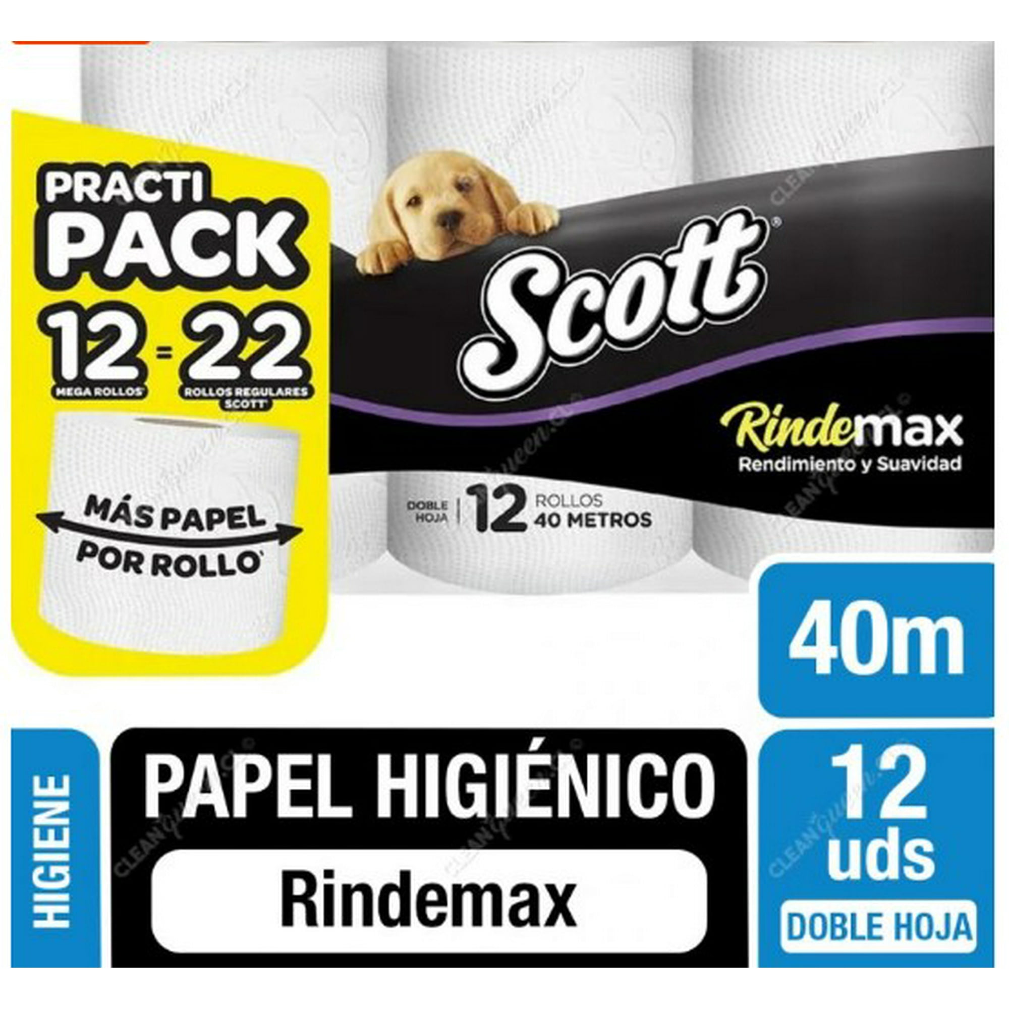 Papel Higiénico Scott Rindemax Doble Hoja 12 Unidades 40 Mts C/u