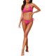thumbnail image 2 of INSPIRE CHIC Conjunto de Bikini de 3 Piezas para Mujer con Cobertura de Malla de Manga Larga, Traje de Baño de Triángulo con Lazo Lateral y Túnica de Playa Fruncida Rojo Rosa Púrpura Mediano, 2 of 6