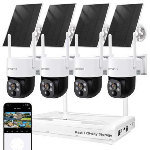 Cámara De Seguridad Xmarto Set De 4 Sin Cable Solar Ptz 4Mp 2K Wifi