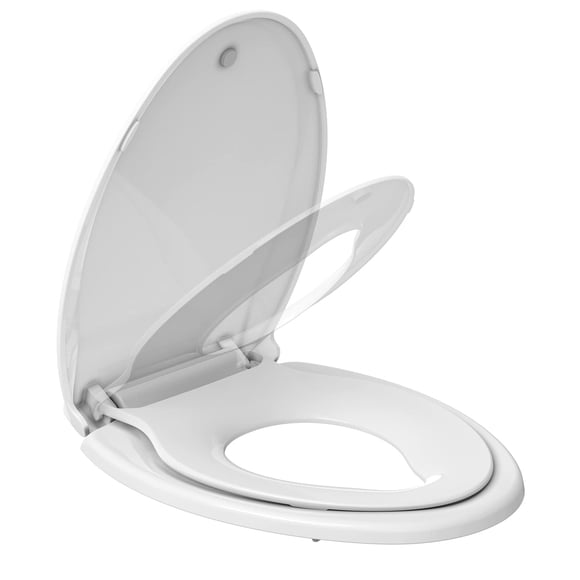 Asiento de inodoro homfan alargado con asiento para niños y cierre suave