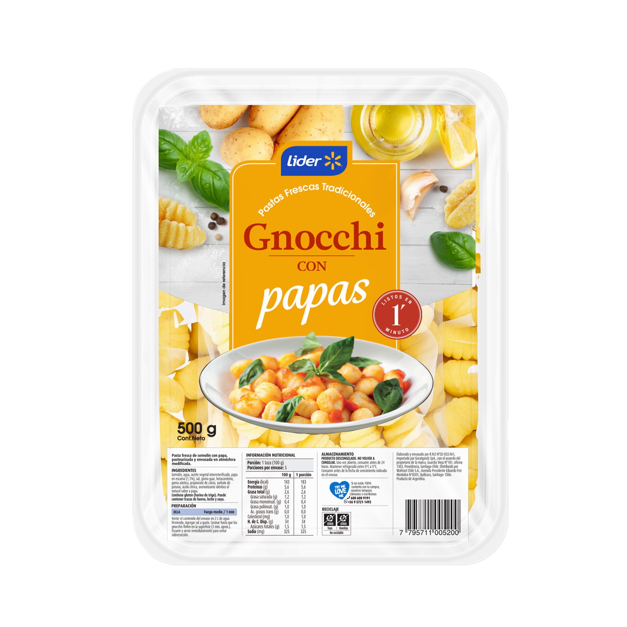Gnocchi De Papas 500 g Lider