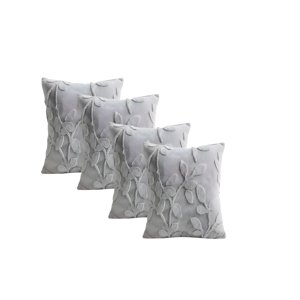 Genérico - Pack De 4 Fundas De Cojin Con Relieve 45X45Cm Gris C.