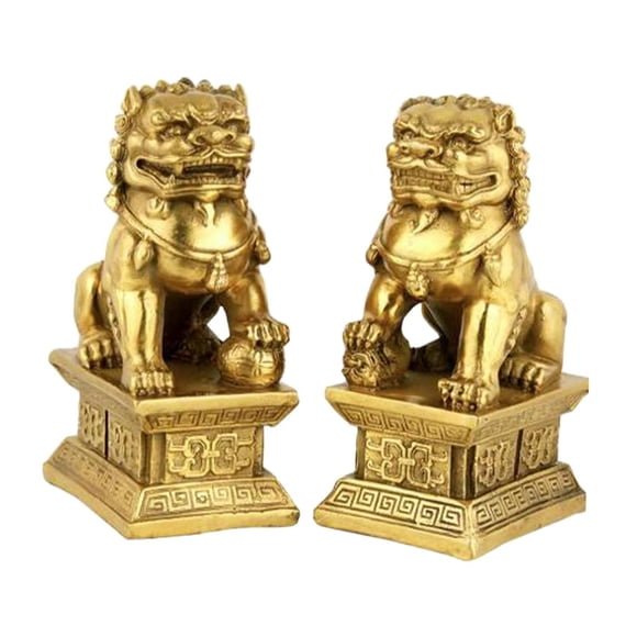 2 Figuras De Leones Guardianes De Fu Dog Para Regalo De Felicitación De Buena Suerte De Resina De 5 Cm X 4 Cm X 7 Cm