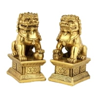 Bothyi - 2 Figuras De Leones Guardianes De Perro Fu Para Regalo De Felicitación De Buena Suerte De Resina De 6,5 Cm X 4,5 Cm X 10,5 Cm
