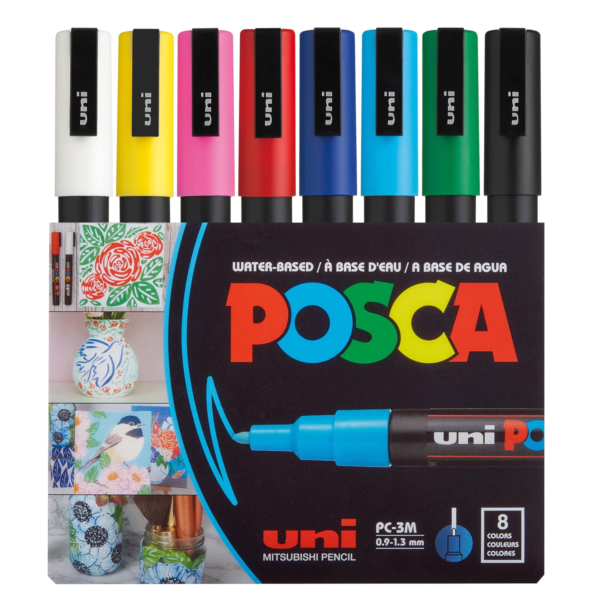 Uni-posca - Marcadores De Pintura Uni Posca 3m Con Puntas Finas Reversibles, Juego De 8