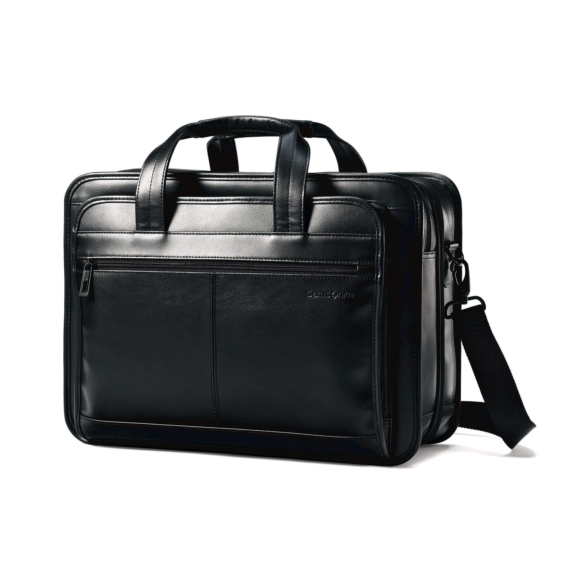 Maletín Samsonite Leather Expandible Negro De 17 Pulgadas