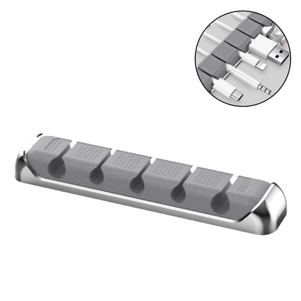 Organizador de cables con 5 ranuras para escritorio, sujetacables para cables USB, de alimentación y para el hogar, la oficina y el coche.