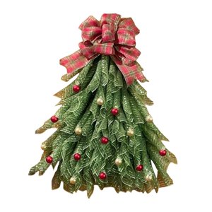 Bothyi - Corona De Árbol De Navidad Para Puerta De Entrada, Adorno Colgante Para Habitación De Jardín Con Lazo A Cuadros