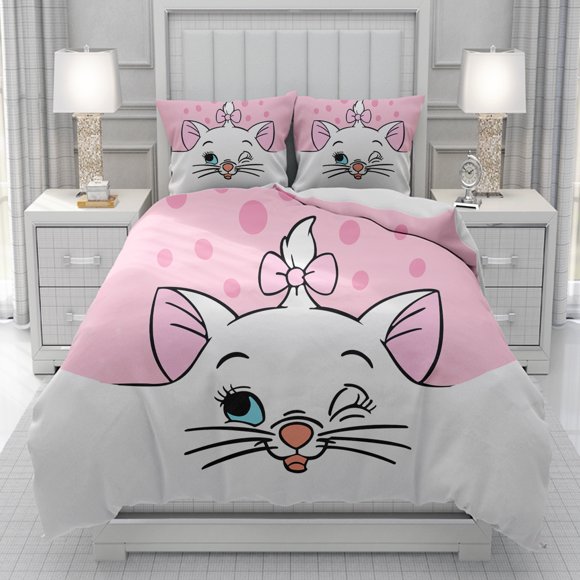 v1249 Bed Sheets Piglet/Grumpy /Marie Cat /Dumbo Duvet Cover Cover men women/Children KID Printing cartoon Bedding Set Comforter Bed Soft 3-Piece Bedding Set (1 Duvet Cover + 2 Pillow Shams) Bed Shee