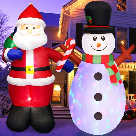 Set de Papá Noel y muñeco de nieve navideños MICOCAH de 1,5 m