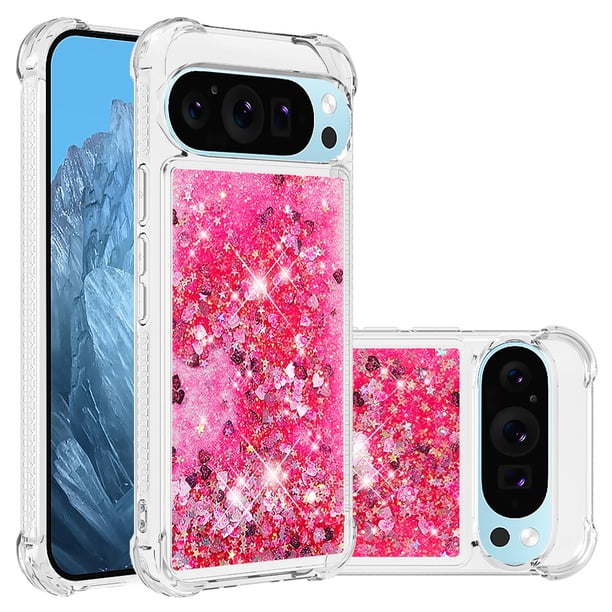 FOXDOCK Funda Glitter Líquida para Google Pixel 10 Pro XL con Anillo Brillante, TPU Antichoques y Esquinas Reforzadas, Soporte