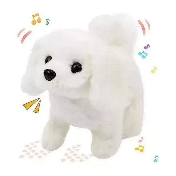 Perrito Blanco Camina Y Mueve La Cola Tiene Sonido Trae Un Hueso De Accesorio