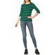 thumbnail image 2 of INSPIRE CHIC Camiseta Básica de Mujer con Mangas al Codo Cuello Redondo Ajustada Regreso a Clases Camiseta Casual Estampada Verde Azul Oscuro XL, 2 of 8