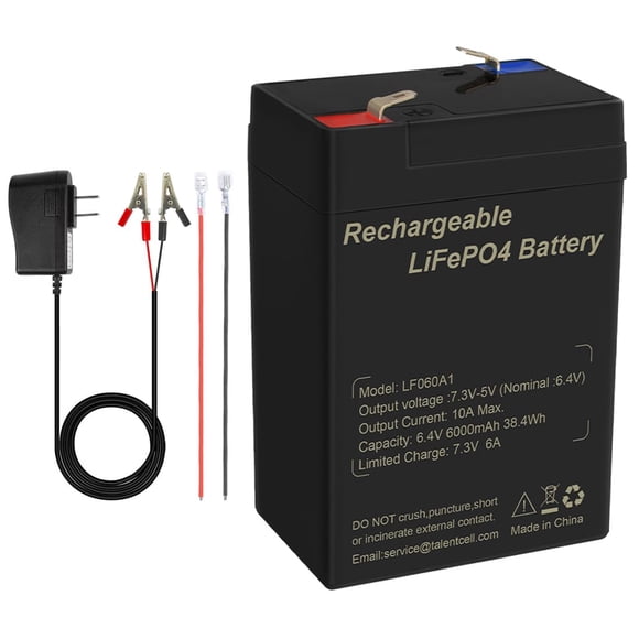 Paquete de baterías Talentcell LF060A1 6V 6Ah LiFePO4 con cargador